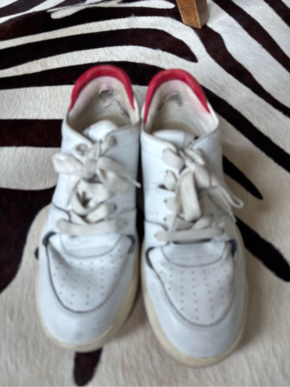 Isabel Marant White Sneakers with Pink Heel Collar